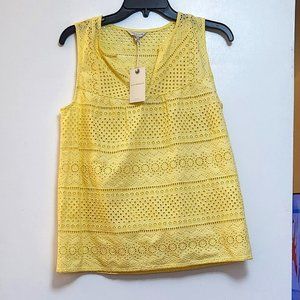 NWT Lucky Brand Yellow Eyelet Tank Top - S